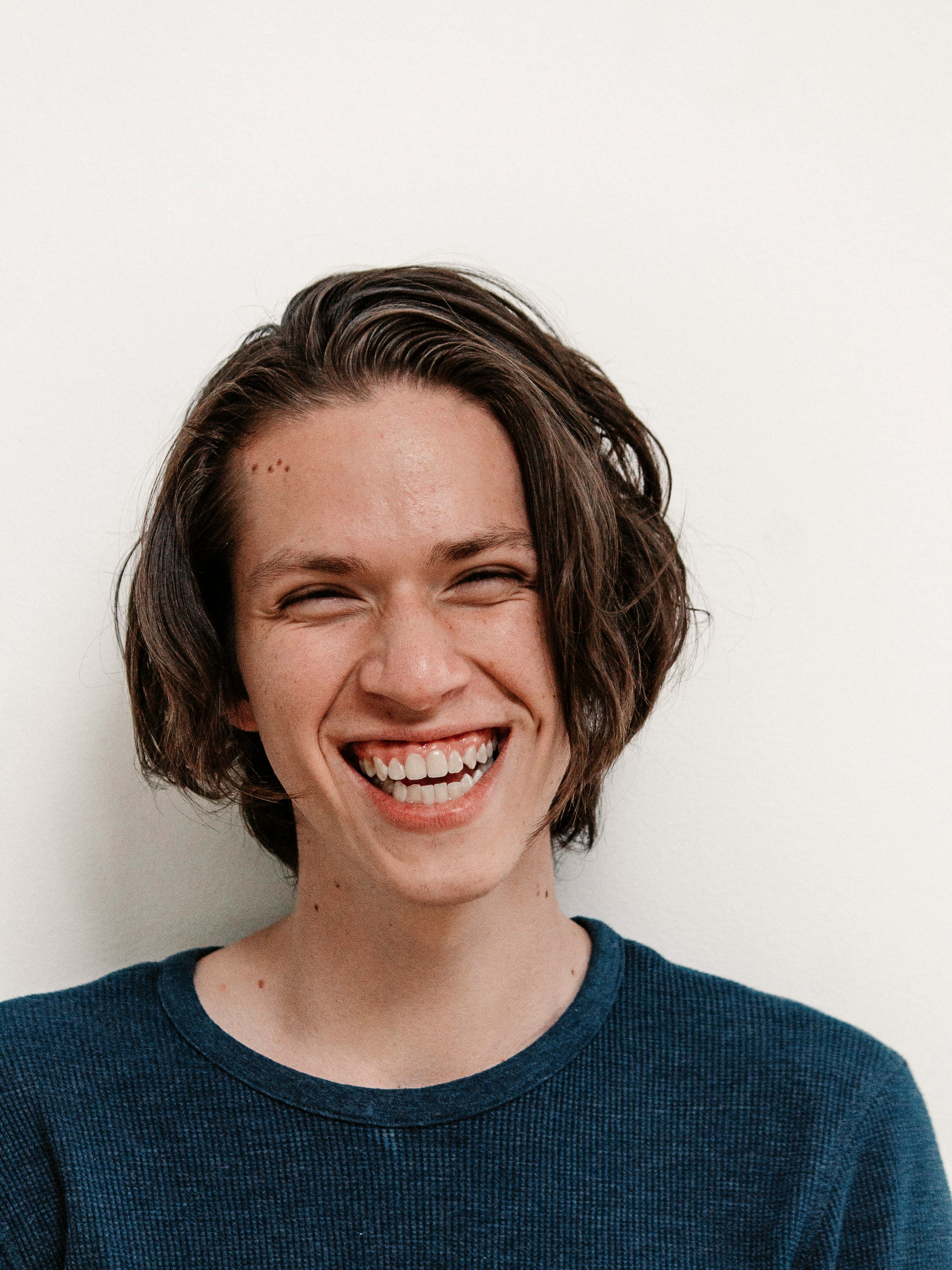 Someone laughing genuinely